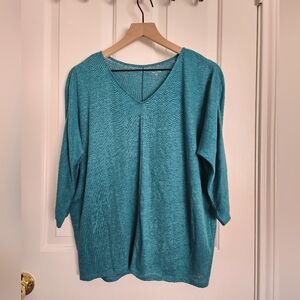 Garnet Hill Organic Linen 3/4 Sleeve Top